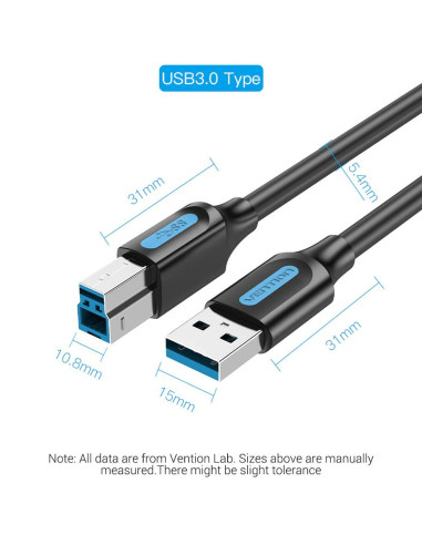 CABLE USB3.0 MALE TO MALE/3M BLACK COOBI VENTION