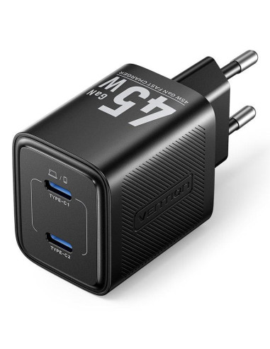 MOBILE CHARGER WALL 45W USB-C/2P BLACK FEFB0-EU VENTION