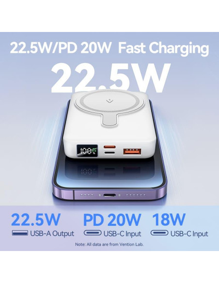 POWER BANK WRL 10000MAH 22.5W/MAGNETIC BLACK FHTB0 VENTION