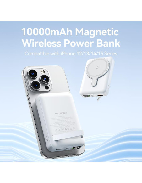POWER BANK WRL 10000MAH 22.5W/MAGNETIC WHITE FHTW0 VENTION