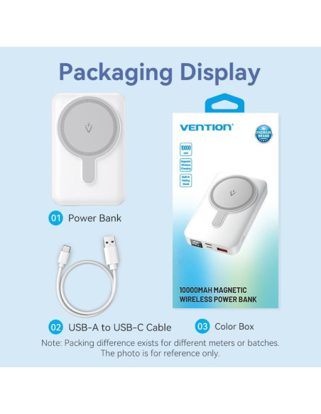 POWER BANK WRL 10000MAH 22.5W/MAGNETIC WHITE FHTW0 VENTION