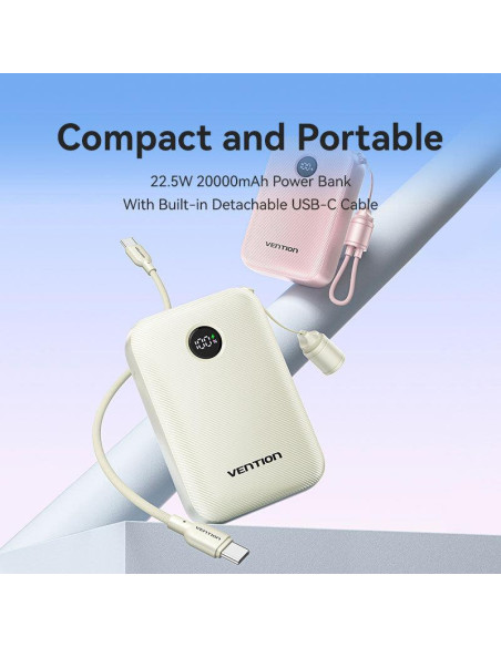 POWER BANK USB 20000MAH 22.5W/BEIGE FKBN0-C VENTION