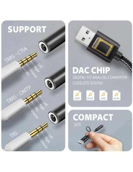 ADAPTER USB-C TO AUDIO 3.5MM/DAC 0.1M ADA-HA AXAGON