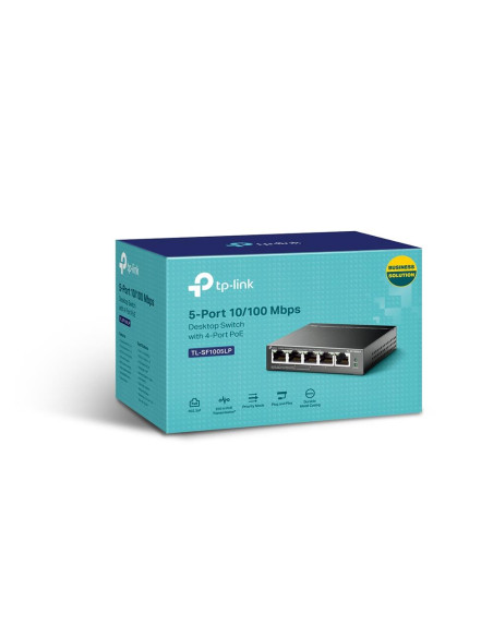 Switch, TP-LINK, 5x10Base-T / 100Base-TX, PoE ports 4, TL-SF1005LP