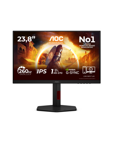 LCD Monitor, AOC, 23.8 ", 1920 x 1080 pixels, Full HD, Native aspect ratio 16:9, LED, Flat, 24G4ZR