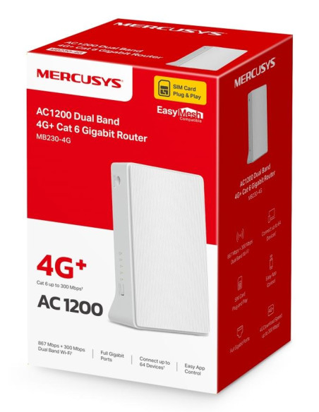 Wireless Router, MERCUSYS, Router, LAN WAN ports 1, 4G, MB230-4G