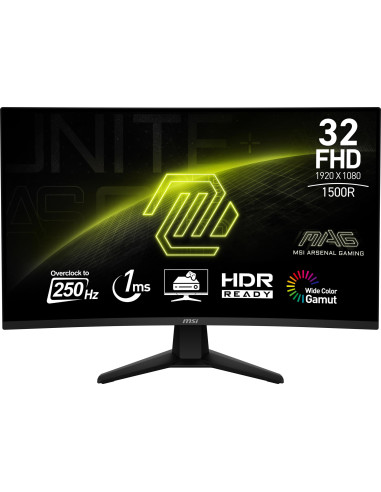 LCD Monitor, MSI, 31.5 ", 1920 x 1080 pixels, Full HD, Native aspect ratio 16:9, Curved, MAG32C6X