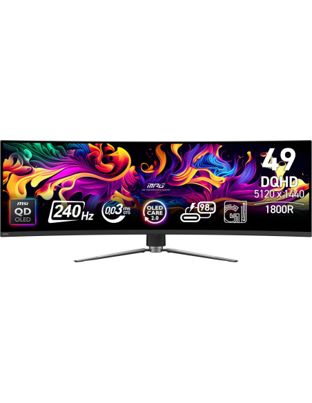 Monitor, MSI, 49 ", 5120 x 1440 pixels, Dual QHD, Native aspect ratio 32:9, QD-OLED, Curved, MPG491CQPXQD-OLED