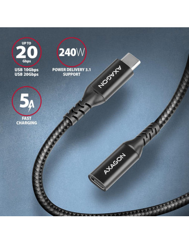 CABLE USB-C EXTENSION 1M/BLACK BUCM32-CF10AB AXAGON