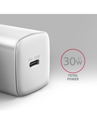 MOBILE CHARGER WALL USB-C 30W/1PORT WHITE ACU-PD30W AXAGON