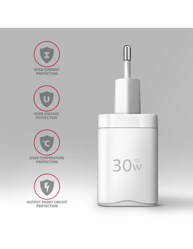 MOBILE CHARGER WALL USB-C 30W/1PORT WHITE ACU-PD30W AXAGON