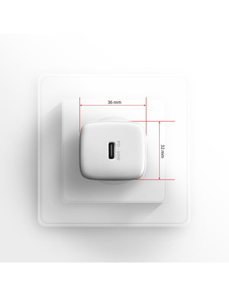 MOBILE CHARGER WALL USB-C 30W/1PORT WHITE ACU-PD30W AXAGON