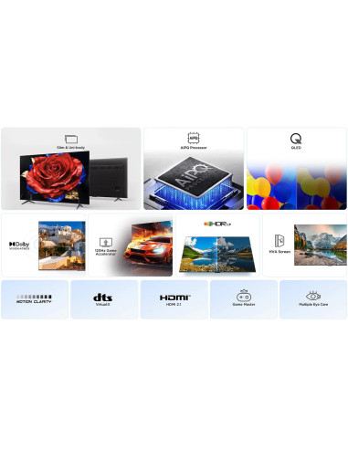 TV Set, TCL, 43 ", 4K Ultra HD, 3840 x 2160 pixels, Flat, 16:9, QLED, 43T69C