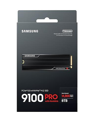 SSD, SAMSUNG, 9100 PRO, 8TB, M.2, NVMe, TLC, Write speed 13400 MBytes/sec, Read speed 14800 MBytes/sec, 3.88mm, TBW 4800 TB, MZ