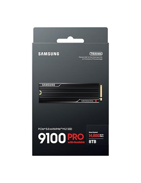 SSD, SAMSUNG, 9100 PRO, 8TB, M.2, NVMe, TLC, Write speed 13400 MBytes/sec, Read speed 14800 MBytes/sec, 3.88mm, TBW 4800 TB, MZ