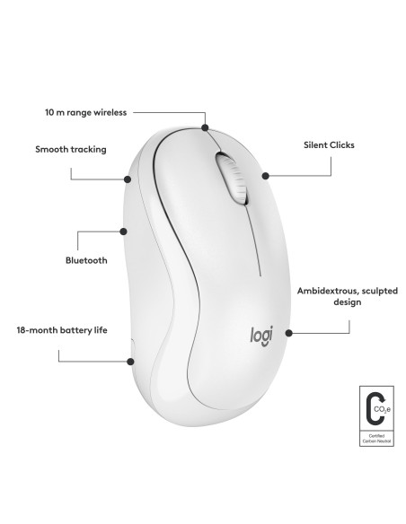 MOUSE BLUETH OPTICAL M240/SIL WHITE 910-007120 LOGITECH