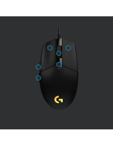 MOUSE USB OPTICAL G203/BLACK 910-005796 LOGITECH