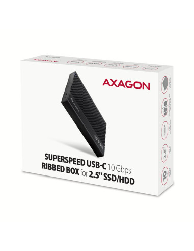 HDD ACC ENCLOSURE 2.5"/USB-C BLACK EE25-GTR AXAGON