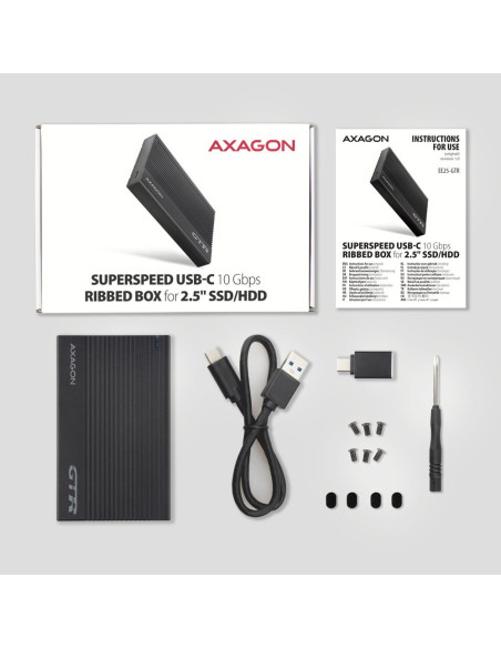 HDD ACC ENCLOSURE 2.5"/USB-C BLACK EE25-GTR AXAGON