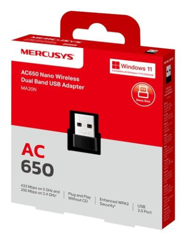 WRL ADAPTER 650MBPS USB NANO/MA20N MERCUSYS