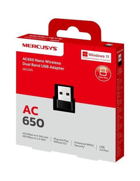 WRL ADAPTER 650MBPS USB NANO/MA20N MERCUSYS