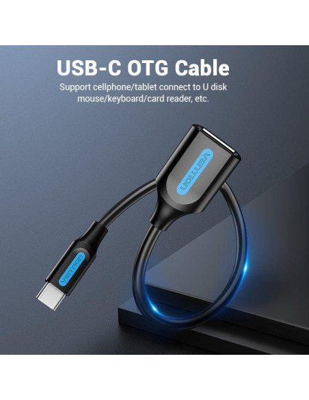 CABLE USB2.0C MALE TO A FEMALE/0.15M BLACK CCSBB VENTION