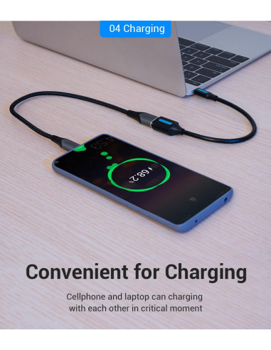 CABLE USB2.0C MALE TO A FEMALE/0.15M BLACK CCSBB VENTION
