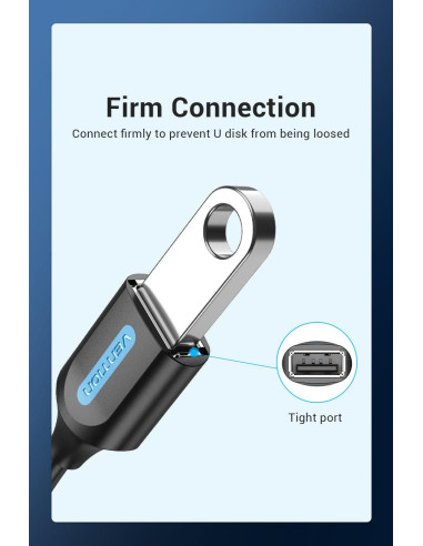 CABLE USB2.0C MALE TO A FEMALE/0.15M BLACK CCSBB VENTION