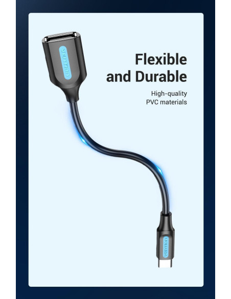 CABLE USB2.0C MALE TO A FEMALE/0.15M BLACK CCSBB VENTION