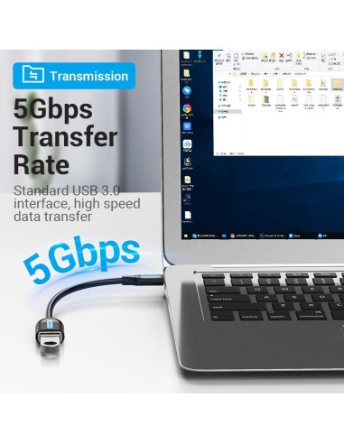 CABLE USB3.1C MALE TO A FEMALE/0.15M BLACK CCVBB VENTION