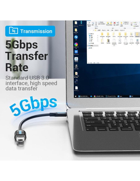 CABLE USB3.1C MALE TO A FEMALE/0.15M BLACK CCVBB VENTION
