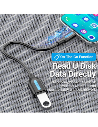 CABLE USB3.1C MALE TO A FEMALE/0.15M BLACK CCVBB VENTION