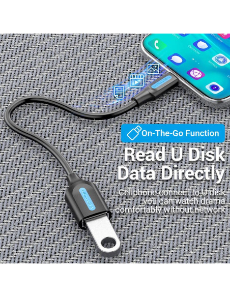 CABLE USB3.1C MALE TO A FEMALE/0.15M BLACK CCVBB VENTION