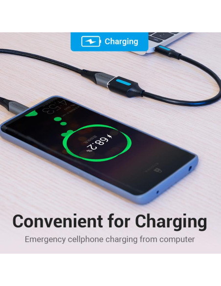 CABLE USB3.1C MALE TO A FEMALE/0.15M BLACK CCVBB VENTION
