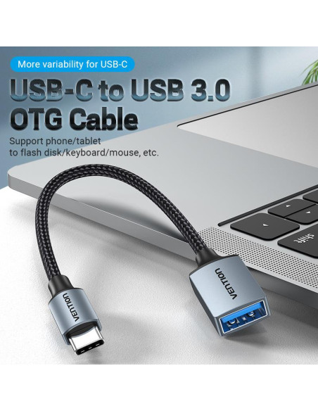 CABLE USB3.0C MALE TO A FEMALE/0.15M GRAY CCXHB VENTION