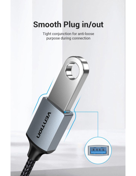 CABLE USB3.0C MALE TO A FEMALE/0.15M GRAY CCXHB VENTION