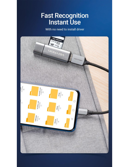CABLE USB3.0C MALE TO A FEMALE/0.15M GRAY CCXHB VENTION