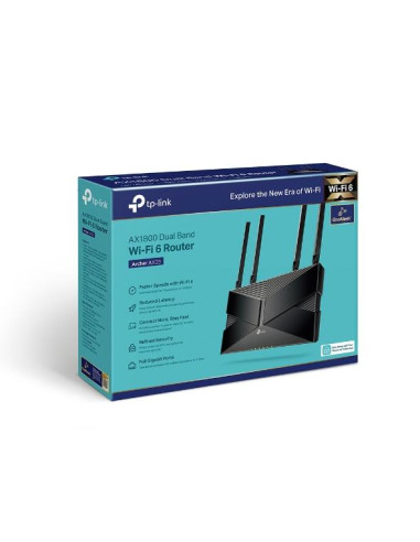 Wireless Router, TP-LINK, 1800 Mbps, Wi-Fi 6, 1 WAN, 4x10/100/1000M, Number of antennas 4, ARCHERAX23