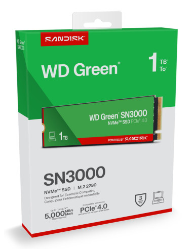 SSD, SANDISK, 150xTBW rating, MTBF 1.75 h, NVMe Yes, PCI Express 4.0, M.2, 1000 GB, POWERED BY SANDISK, Green, WDS100T4G0E