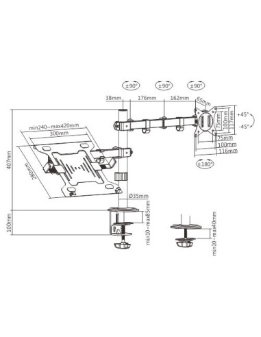 DISPLAY ACC MOUNTING ARM/NB TRAY MA-DA-03 GEMBIRD