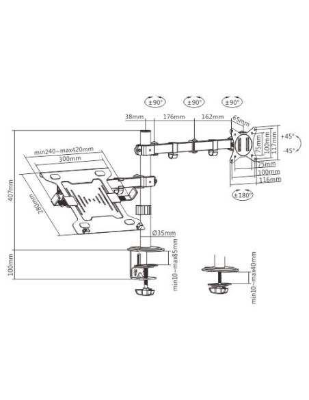 DISPLAY ACC MOUNTING ARM/NB TRAY MA-DA-03 GEMBIRD