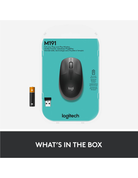 MOUSE USB OPTICAL WRL M190/GREY 910-005906 LOGITECH