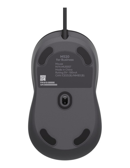 MOUSE USB OPTICAL M520/GRAPHITE 910-007511 LOGITECH