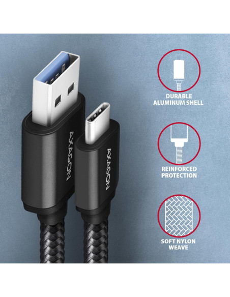 CABLE USB-C TO USB3.2 1.5M/BLACK BUCM3-AM15AB AXAGON