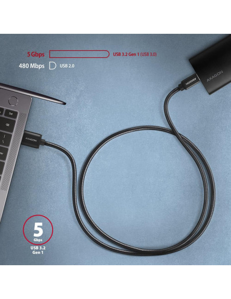 CABLE USB-C TO USB3.2 1.5M/BLACK BUCM3-AM15AB AXAGON