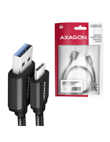 CABLE USB-C TO USB3.2 1.5M/BLACK BUCM3-AM15AB AXAGON