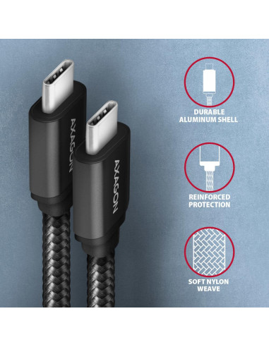 CABLE USB-C TO USB-C 1.5M 60W/BLACK BUCM3-CM15AB AXAGON