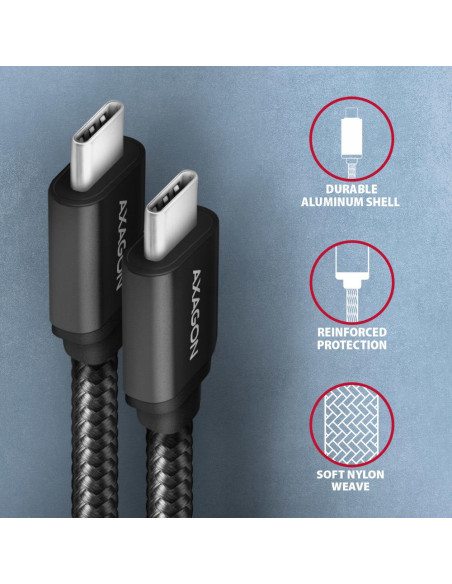 CABLE USB-C TO USB-C 1.5M 60W/BLACK BUCM3-CM15AB AXAGON