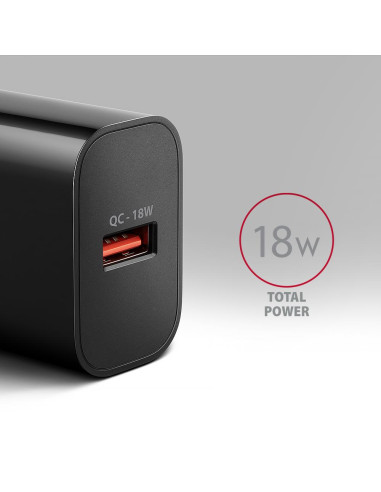 MOBILE CHARGER WALL USB 18W/1PORT BLACK ACU-QC18 AXAGON