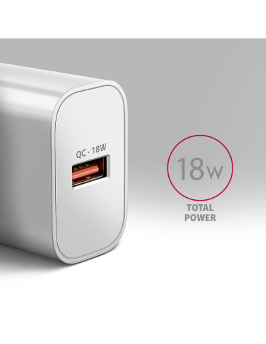 MOBILE CHARGER WALL USB 18W/1PORT WHITE ACU-QC18W AXAGON